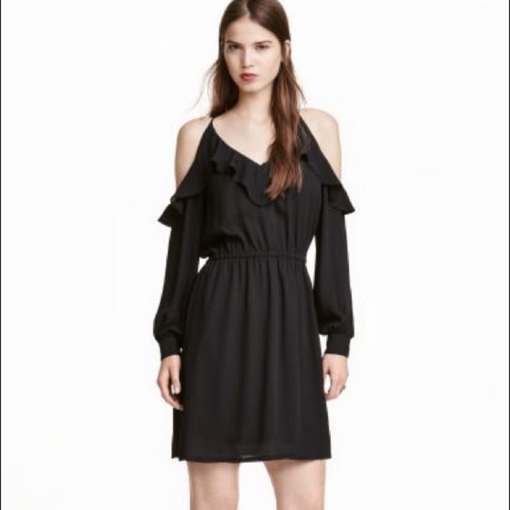 H&M Black cold shoulder dress